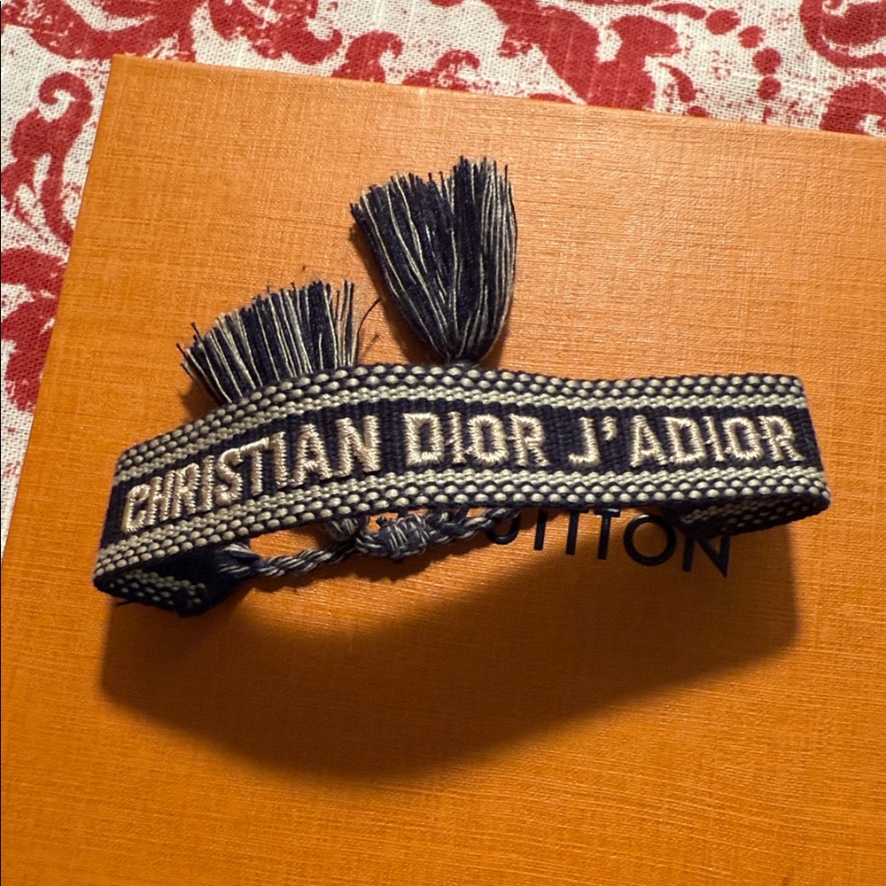 Dior CHRISTIAN DIOR JJ'ADIOR Dark Blue Woven Bracelet. slip on adjustable band!